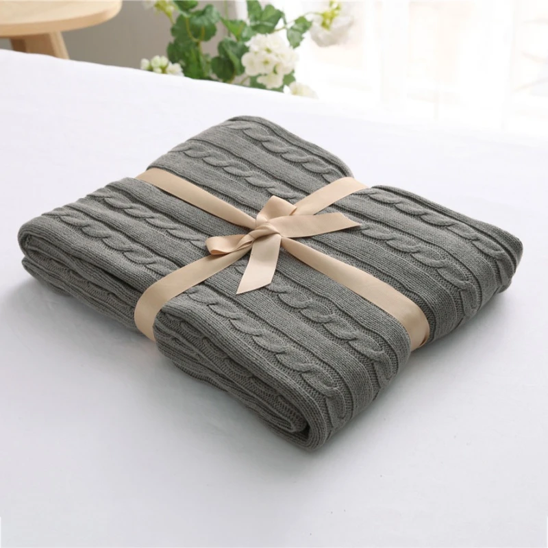 

Living Home Cool Twist Cotton Blanket Knitted Wool Air-conditioned Room Sofa Soft Comfortable Blankets