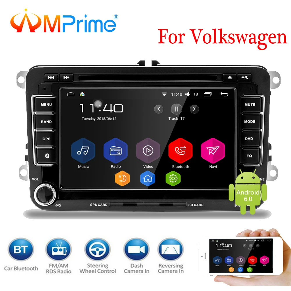 AMPrime 7 &quot2din автомобильный DVD GPS Радио стерео плеер для Volkswagen VW golf 6 passat b6 B7