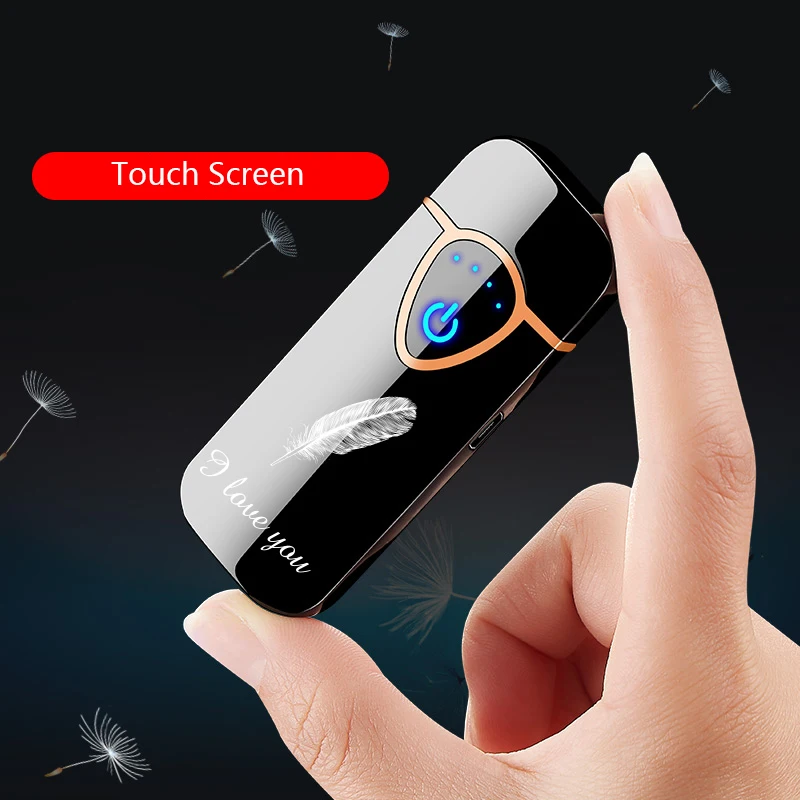 

Metal Electric Lighter Fingerprint Touch Sensing USB Cigarette Lighters Double-sided Electric Heating Wire Rechargable Lighter