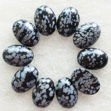 

Beautiful Gorgeous Fashion 10pcs Snowflake Obsidian Oval CAB CABOCHON 25x18x7mm