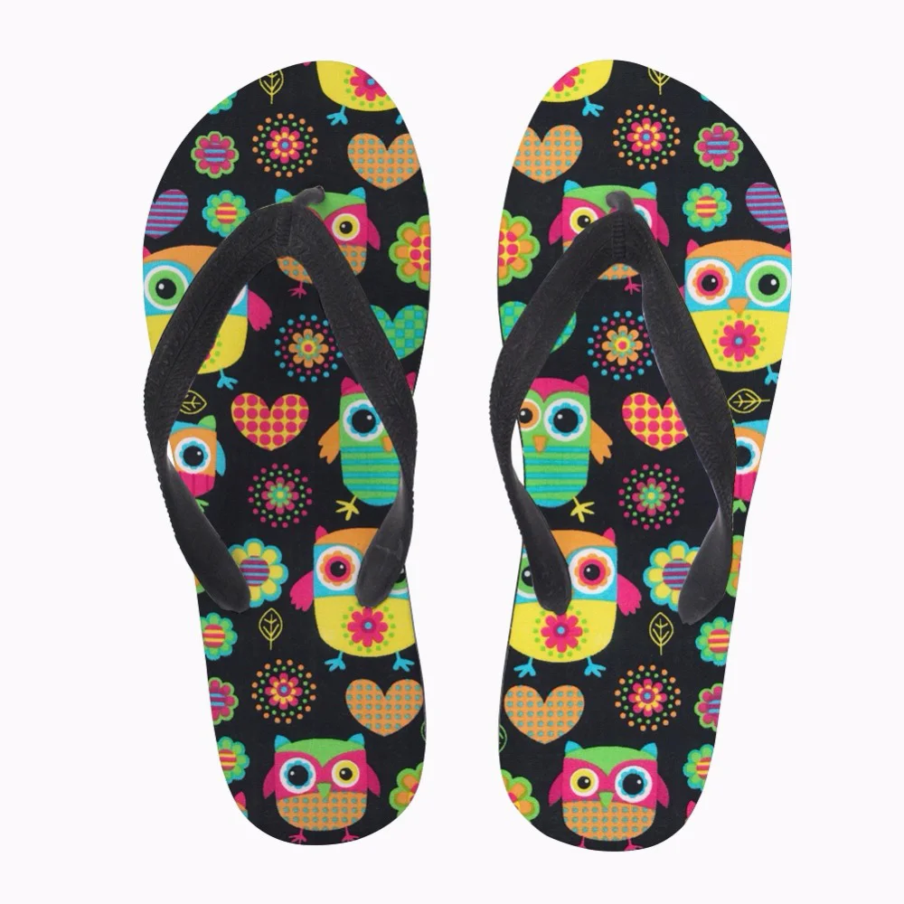 

Customized Cute Women Flip Flops Cartoon Animal Owl Pattern Fashion Women's Slip-on Home Slippers Woman Beach Summer Flip Flops