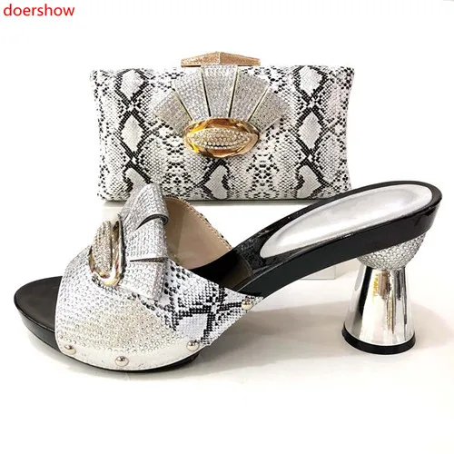 

doershow Italian Shoes with Matching Bags 2018 African silver Shoe and Bag Set Italian Design African Shoes and Bag Set!KL1-6