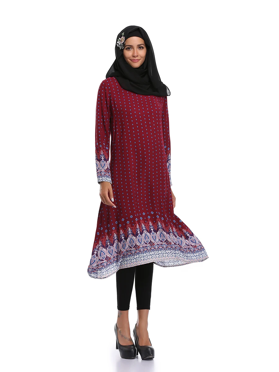 MZ Garment Malaysia long sleeve maxi dress for women shirt dresses Floral Print Vintage muslim