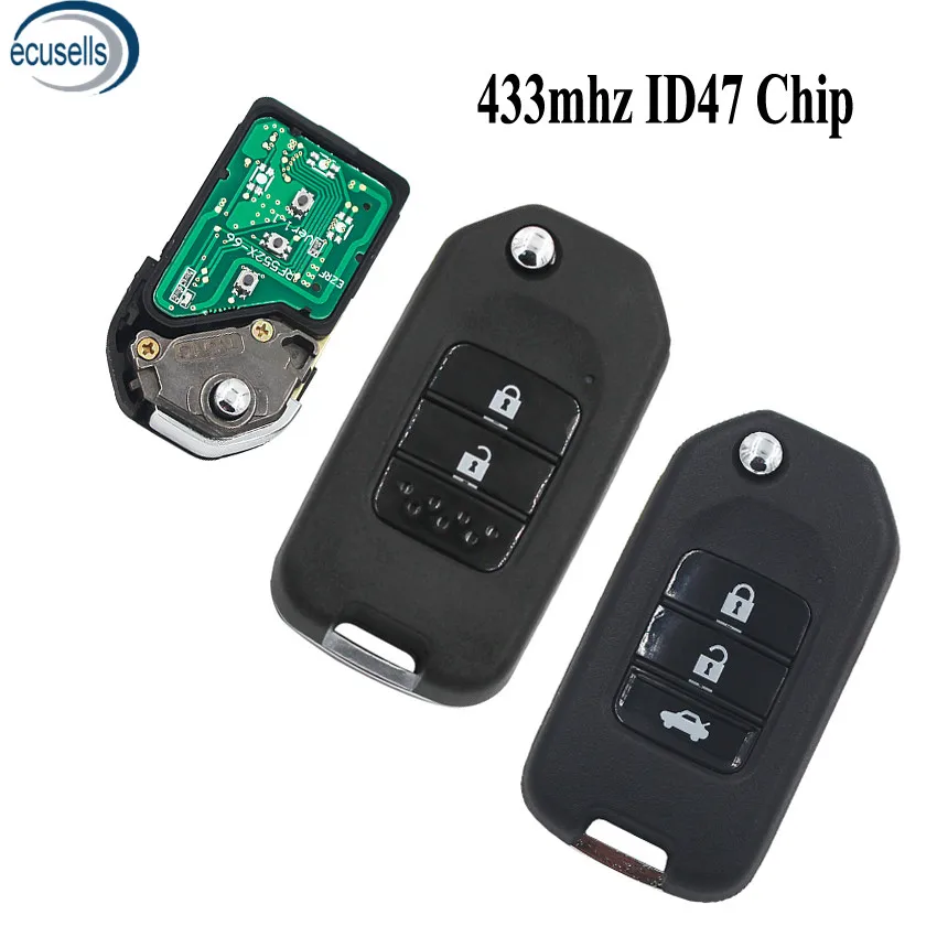 

2/3 Buttons Smart Remote Key Fob 433MHz with ID47 Electronic Chip for Honda New Accord Fit XRV CITY GREIZ the 9th