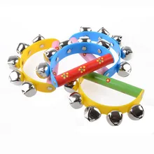 2017 Baby Rainbow Musical Instrument Toy Wooden Jingle Ring Handbell Rattle Dropshipping A