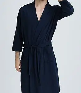 Lovers Summer Fashion Waffle Bathrobe Women Suck Water Kimono Bath Robe Plus Size Sexy Dressing Gown Bathrobe Bridesmaid 7479 - Цвет: Men-Navy