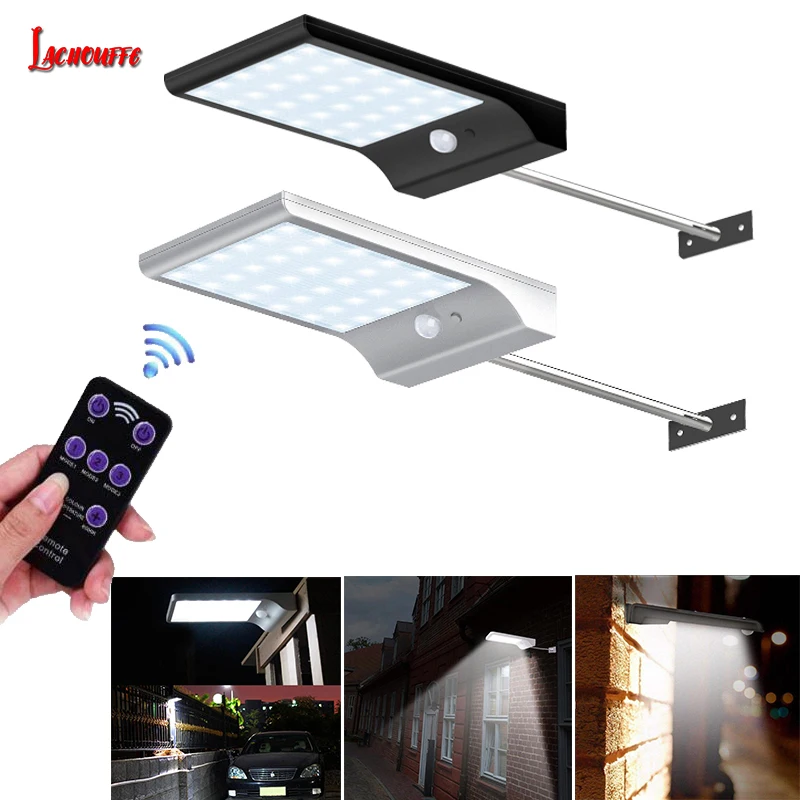 

Upgraded 48 leds Solar Light Color Adjustable With Controller Three Modes Waterproof Lamp Lights For Outdoor Garden Wall Street