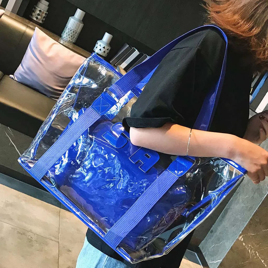 Женская модная сумочка на ремне прозрачная сумочка Летняя Пляжная Большая вместительная сумка Женская# T30