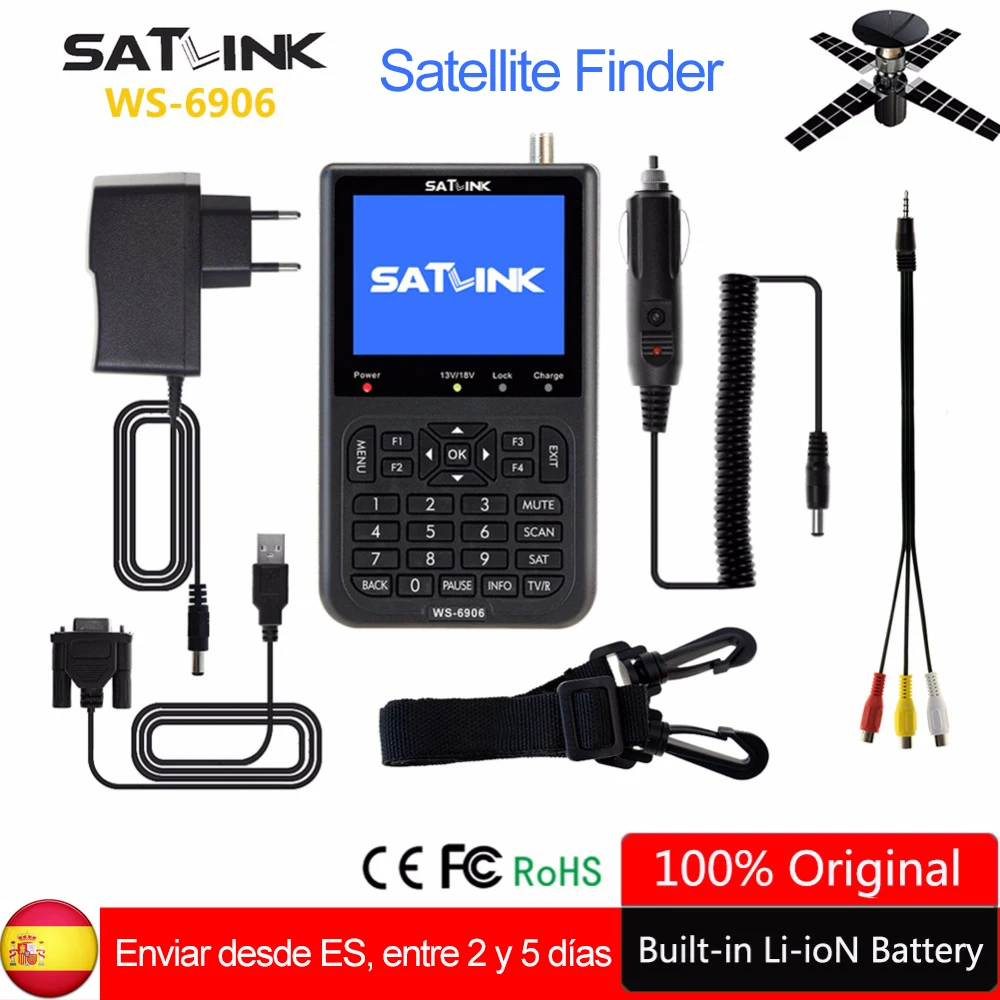 

Original Satlink Satellite Finder WS-6906 3.5 Inch LCD Display DVB-S lnb portugal Spain WS 6906 satlink Digital Satellite Finder