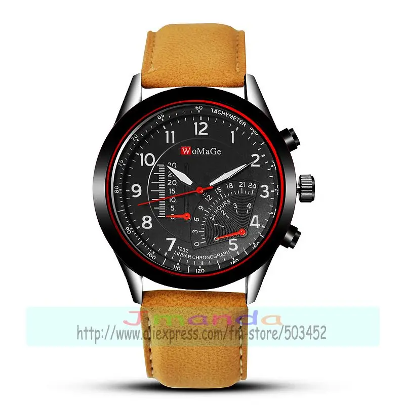 

100pcs/lot womage-1232 new arrival men leather watch womage brand man sport casual watch wrap quartz wristwatch for unisex