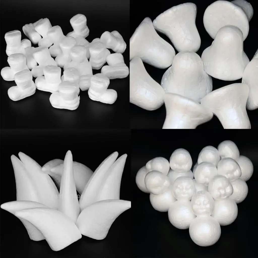 10Pcs DIY Polystyrene Christmas Decoration Foam Crafts Baubles Pendants Snowman/Horn Christmas Tree Ornaments Xmas Wedding Party