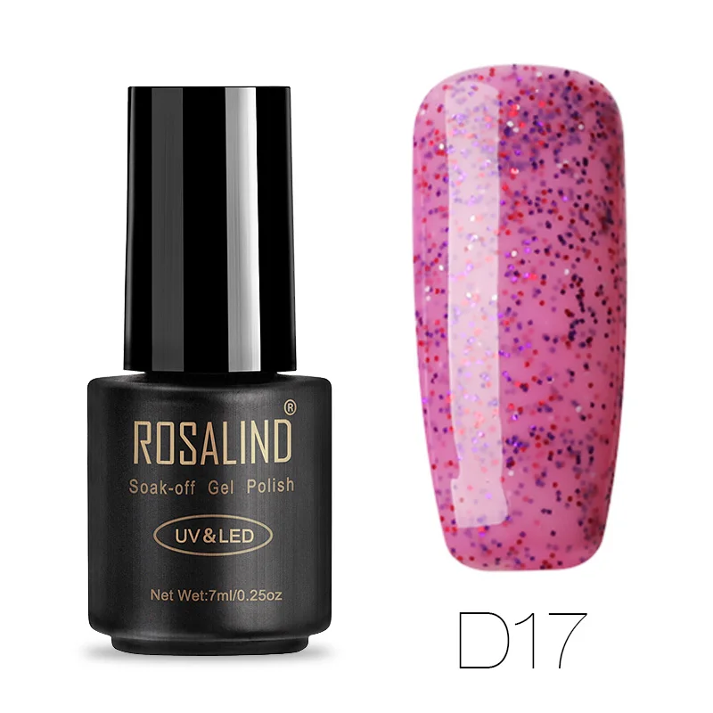 ROSALIND гель 1S длительный Bling карамельный цвет Гель-лак УФ-гель для ногтей Темно-фиолетовый Цветной Гель-лак для ногтей 3D Блеск ногтей - Цвет: D17