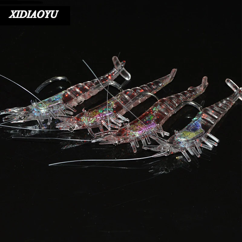 

XIDIAOYU 4Pcs 10cm15g multi-section soft shrimp golden gold powder red gold powder package lead shrimp fish lure