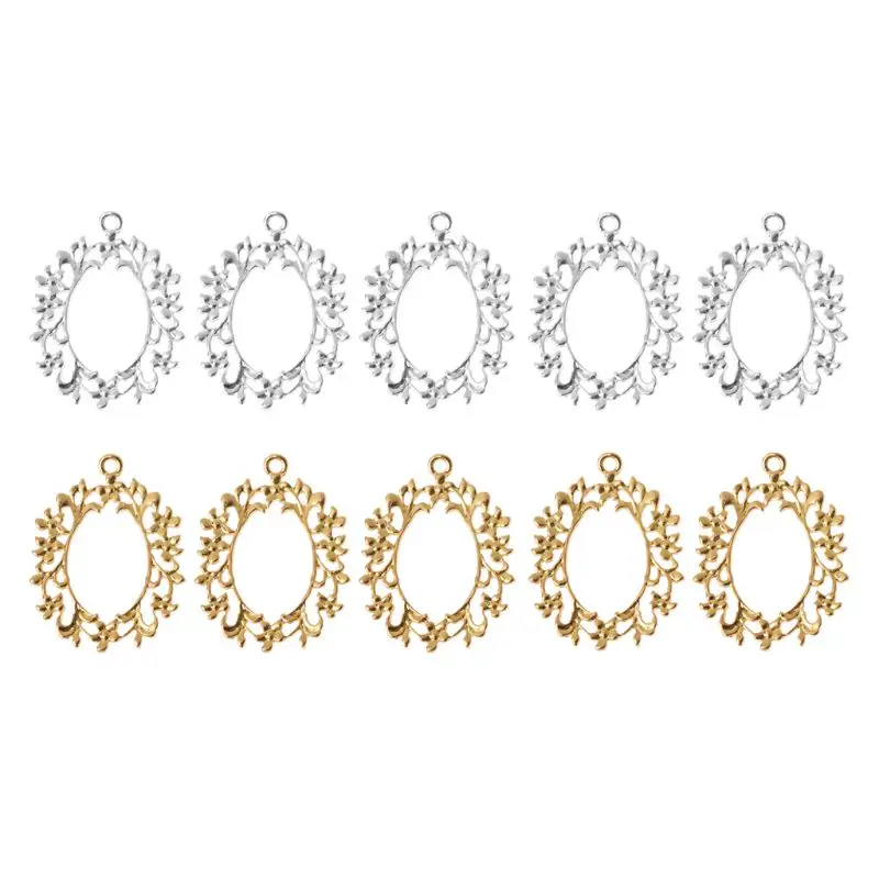 

5Pcs DIY Photo Blank Frames Pendants Open Bezels Setting UV Resin Jewelry Making DIY Metal Frame Jewelry Charms Bezel Setting
