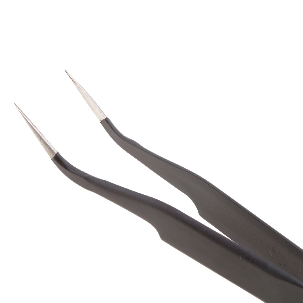 Portable Repair Tools Matte Surface Anti-Static Tweezers Pointed Curved for Apple iPhone Android Samsung and Tablets,Laptops
