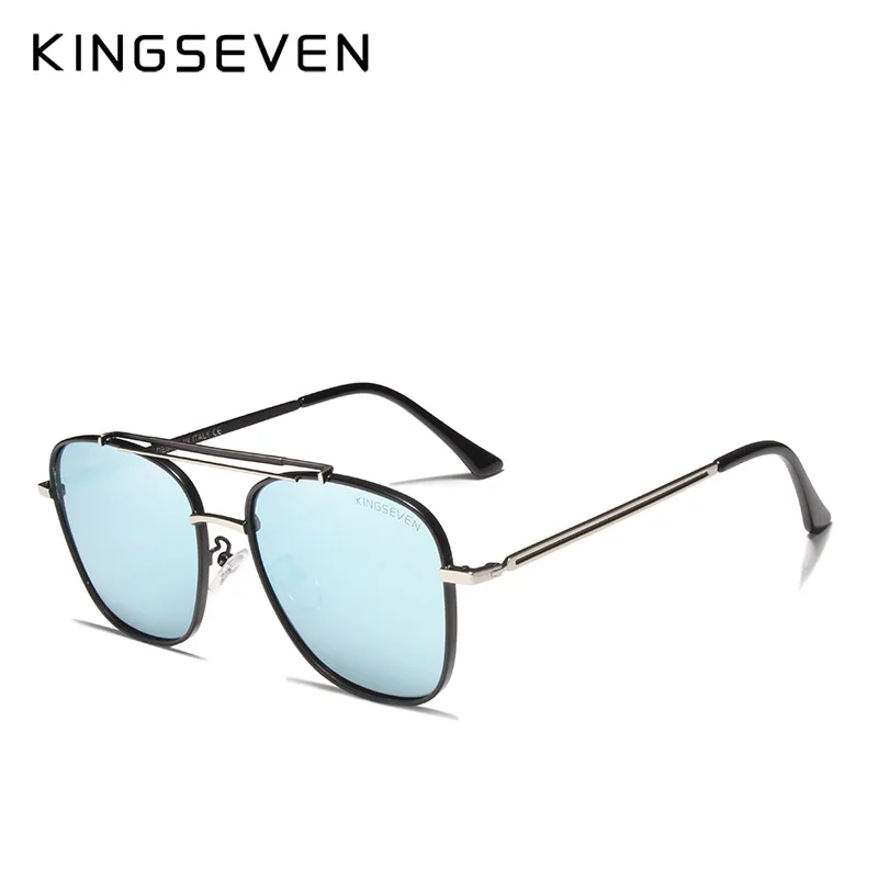 KINGSEVEN брендовые Дизайнерские мужские солнцезащитные очки для вождения, мужские поляризованные солнцезащитные очки, модные стильные очки UV400 Gafas De Sol Masculino - Цвет линз: silver blue