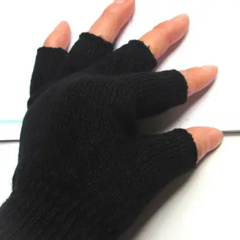 Картинка 1 пара эластичных вязаных теплых полупальчиковых перчаток теплые перчатки без пальцев митенки перчатки без митенки