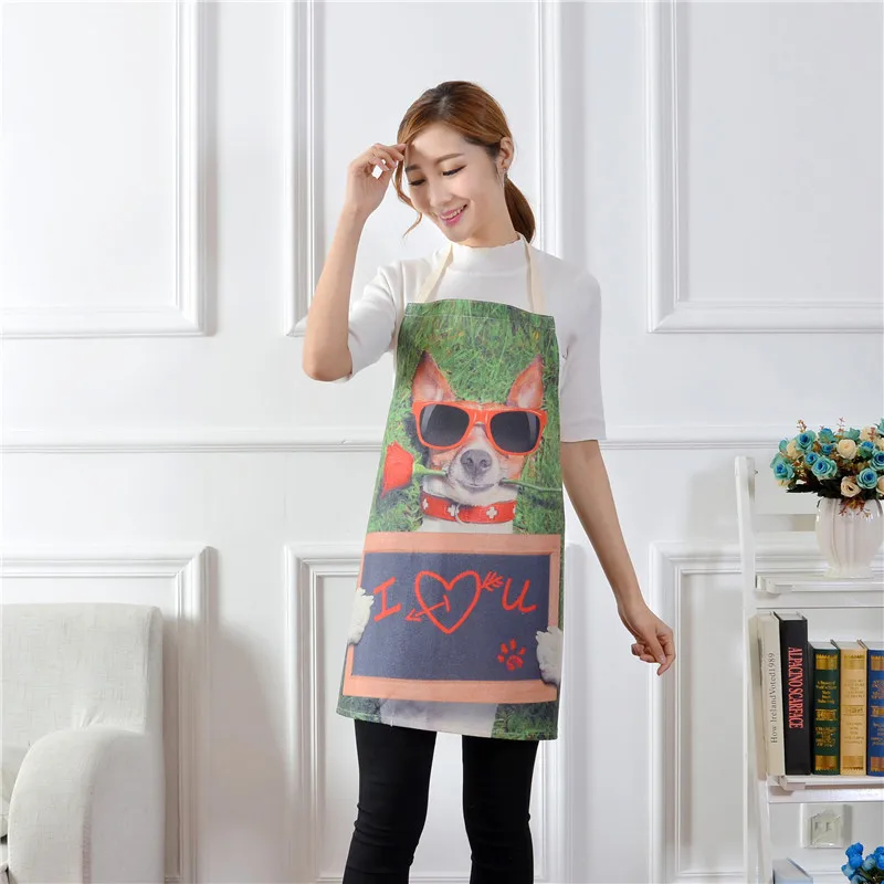 1pcs Cotton Linen Owl Flower Pattern Apron Woman Adult Bibs Home Cooking Baking Coffee Shop Cleaning Apron Kitchen Accessory - Цвет: O