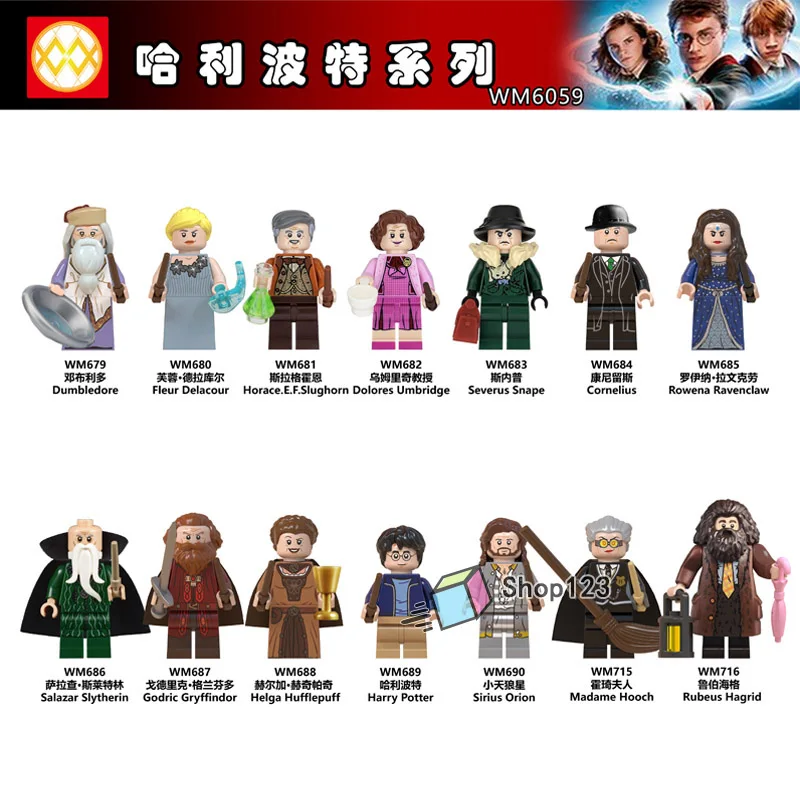 

One Set Hogwarts Magic School Wizarding World Hermione Ron Weasley Dobby Hagrid Building Blocks Toys Children