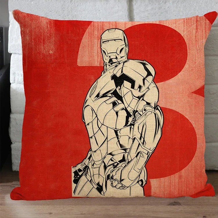 Iron man pillow cover, Avengers superhero iron man cartoon throw pillow case pillowcase