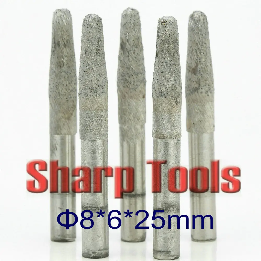 

8x6x25MM Tapered Ball Nose End Mill Sintered Diamond Milling Cutter Router Bits for Granite Stone 3D Cone CNC Engraving Tools