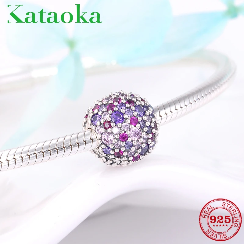 

Hot 925 Sterling Silver Fashion Pink purple Colourful Round Clip Lock Beads Fit Original Pandora Charms Bracelet Jewelry making