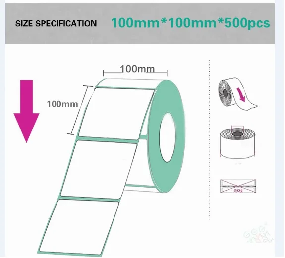 110 мм Термопринтер этикеток адрес термопринтер штрих-код принтер USB/Bluetooth авто пилинг A6 бумага - Цвет: 100x100m Label Paper