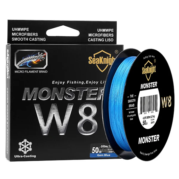 SeaKnight MONSTER W8 150м 300м 500м 8 пряди рыбалка леска Multifilament PE рыболовная леска плетеной рыболовной лески 20 30 40 50 80 100LB Япония Материал PE леска рыболовная Braided Fishing Line плетеный шнур - Цвет: Gem Blue