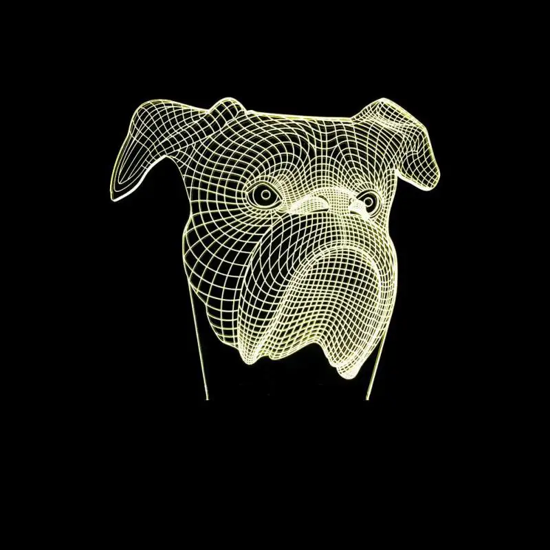 Моделирование собаки 3d домашняя лампа с пультом красочный сенсорный ночник хабба собака голова 3d настольная установка маленькая настольная лампа