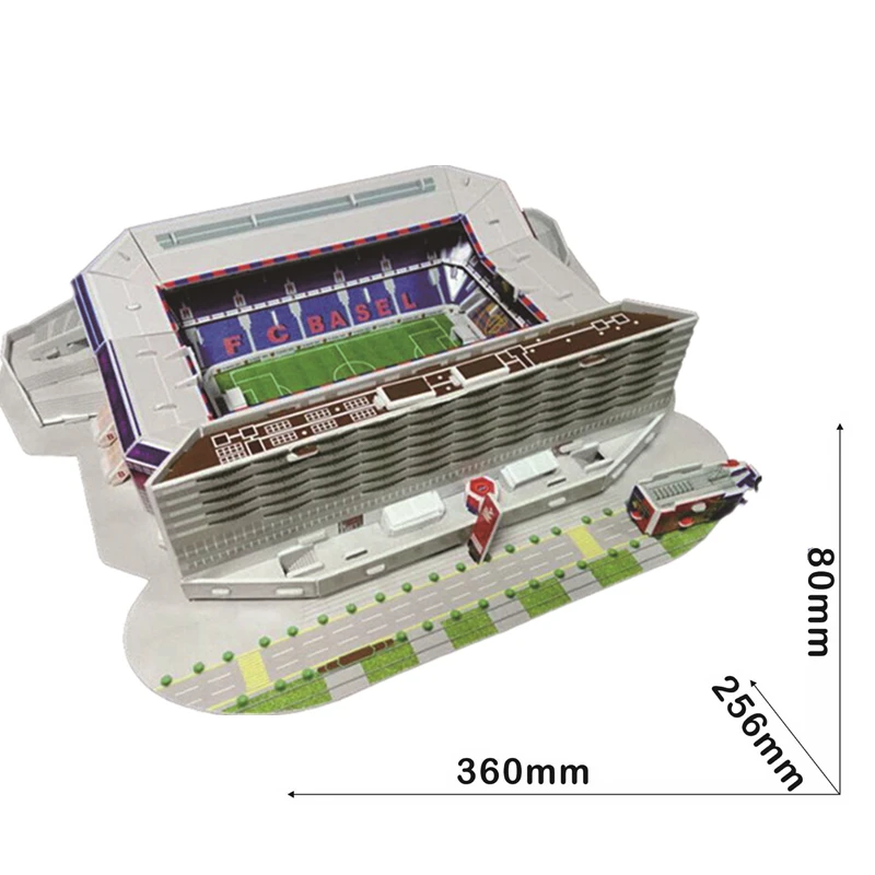 Классические головоломки модели. Jakob-парк станция FC Basel 1893 RU футбольная игра стадионы DIY кирпичные игрушки весы наборы бумажные соревнования