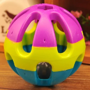 

Rabbit Hamster Chewing Fetch Pet Toys Ball Round Colorful Plastic Bird Bell Ring Balls Cat Dog Pet Sound Toy Funny Chew Tools