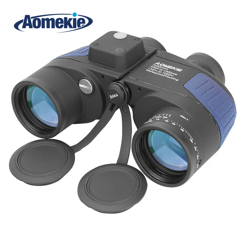 AOMEKIE 7X50 مناظير Rangefinder البوصلة الصيد القوارب العسكرية البحرية تلسكوب HD BAK4 بريزم Folating النيتروجين للماء