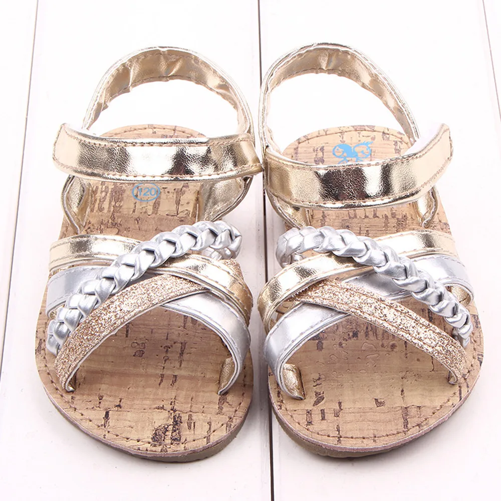 

SAGACE Baby Outdoors Sandals Toddler Princess First Walkers Girls Kid Shoes Casual Solid Rubber Girl Shoes Gold Silver 190322