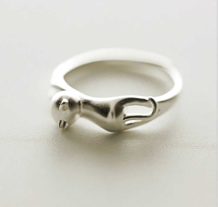 CAT cute Rings 100% 925 Sterling silver Jewelry  Vintage Adjustable rings for women gift