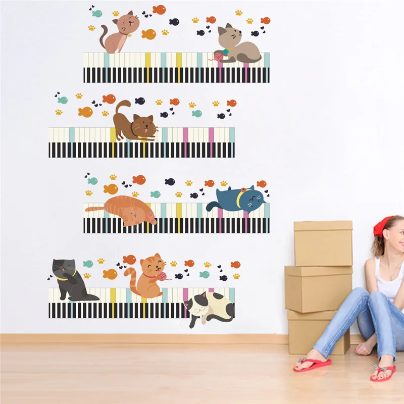 

3D vivid Cat Mouse fish Wall Stickers For Kids Room Toilet Bathroom Decor Home Decoration Accessories Decal PVC Mural Art Poster
