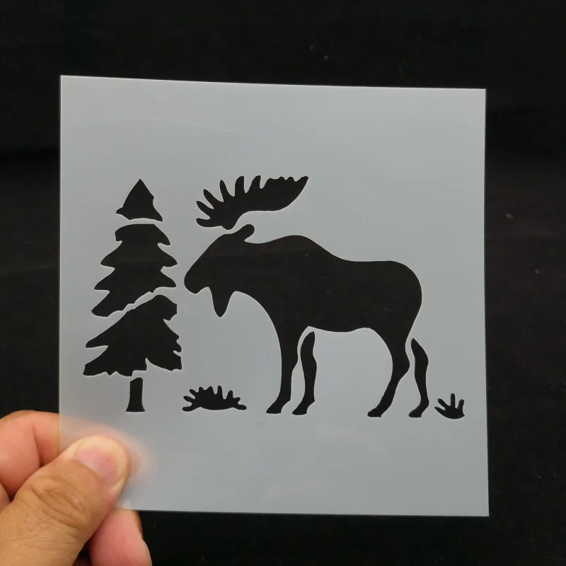

13*13 Christmas Elk pvc Layering Stencils for Diy scrapbook coloring,painting stencil,home decor diy etc. Product image