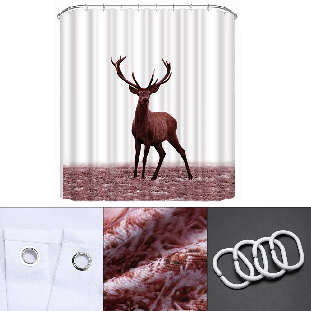 Fashion Deer Design Shower Curtain3D printing effect waterproof Curtain