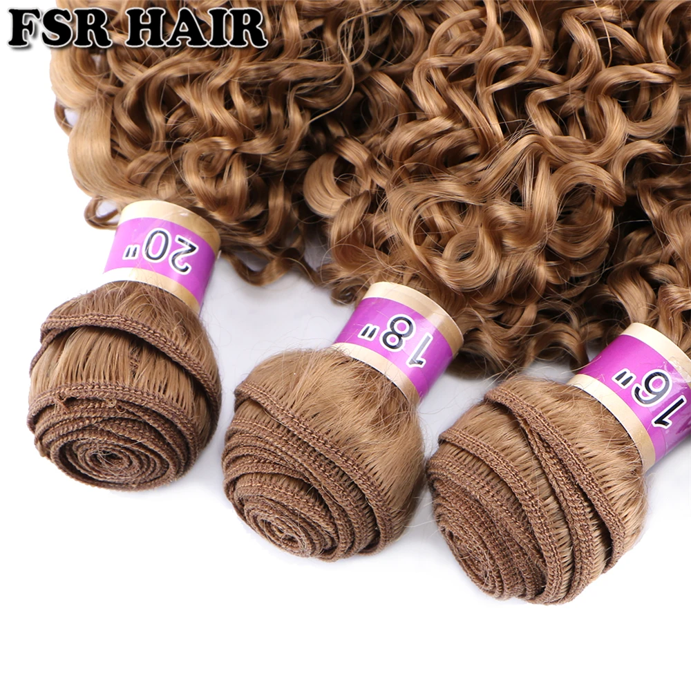 Afro Kinky curly Hair Weave Golden Color Hair 3 pcs/lot 210 Gram Ombre Synthetic hair bundle for women