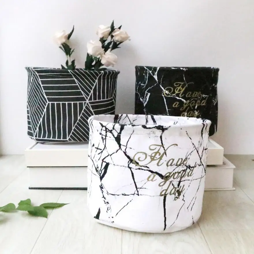  New Desk Storage Box Linen Cotton Geometry Pattern Storage Organizer waterproof Cloth Storage Baske