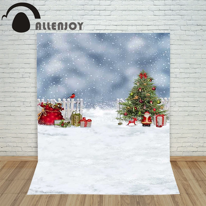 

Christmas backdrop photography Allenjoy Snow xmas tree Santa gift background photographic studio children's photo funny camera
