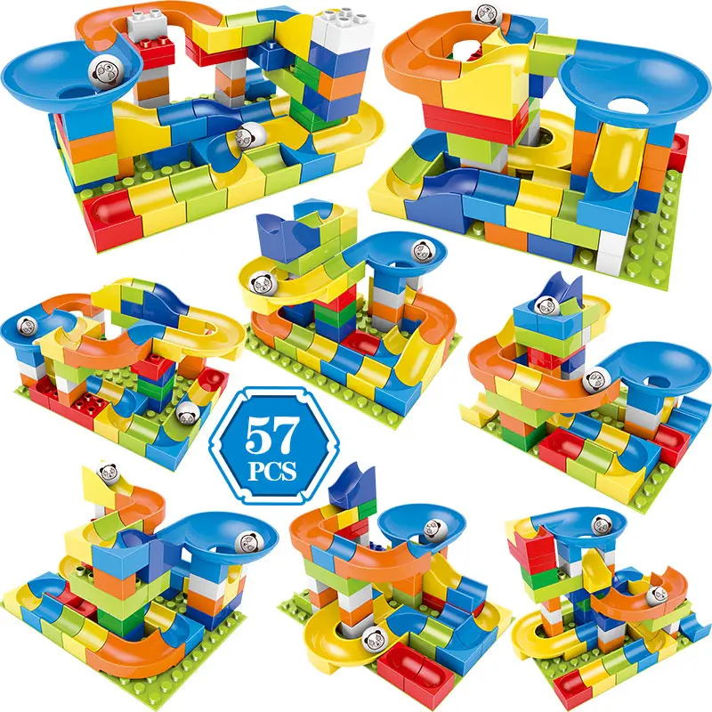 

57Pcs Creators Building Blocks Compatible Marble Race Run Maze Balls Track Funnel Slide Big Building Brick Toys