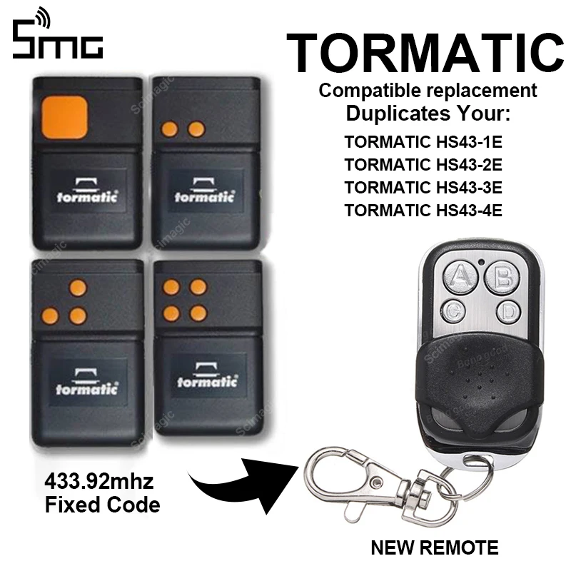 

1pcs 433mhz remote control duplicator,TORMATIC HS43-1E, HS43-2E,HS43-3E,HS43-4E remotes/garage control/wireless relay/opener