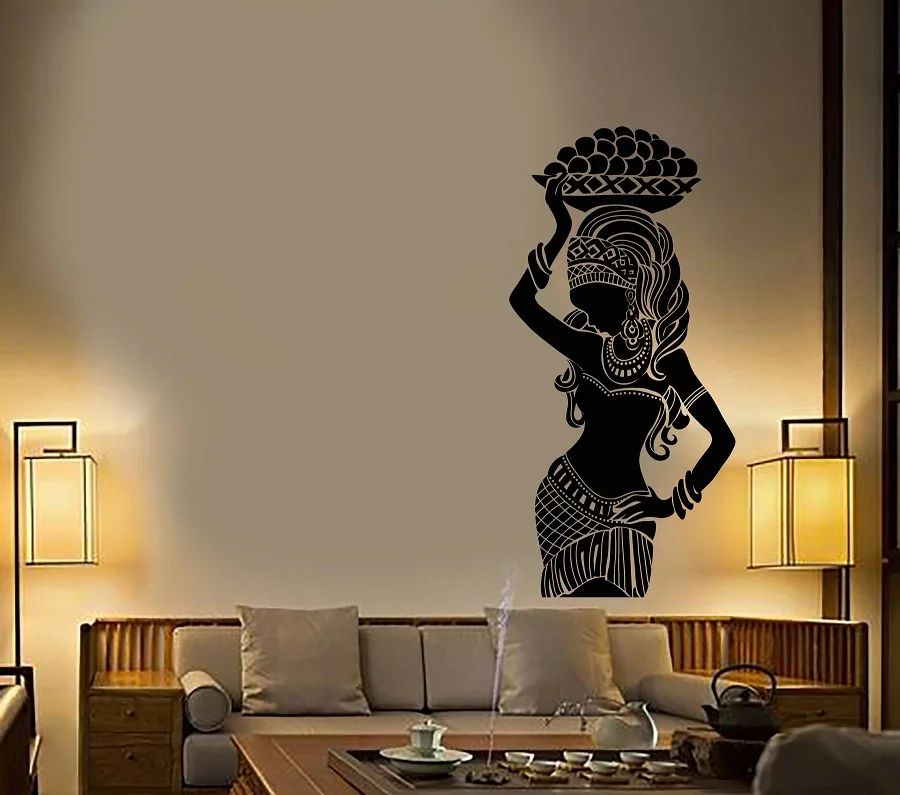

Vinyl Wall Decal African Native Girl Turban Ethnic Style Stickers 2FZ14