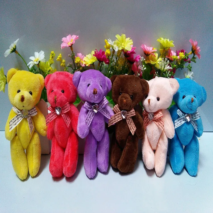 Wholesale 10pcs/lot 12cm Flower Bear Toys Tiny Stuffed Plush Toys