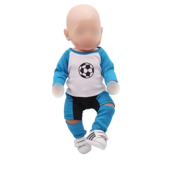 

43 cm baby dolls Clothes new born tracksuit ball uniform Sport suit sportswear Baby toys fit American 18 inch Girls doll f212