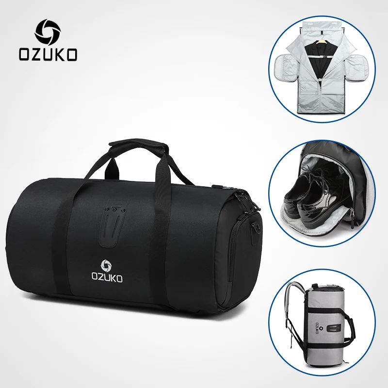 Us 33 79 46 Off Ozuko Multifunction Large Capacity Men Travel Bag Waterproof Duffle For Trip Suit Storage Hand Luggage Bags With Shoe Pouch In