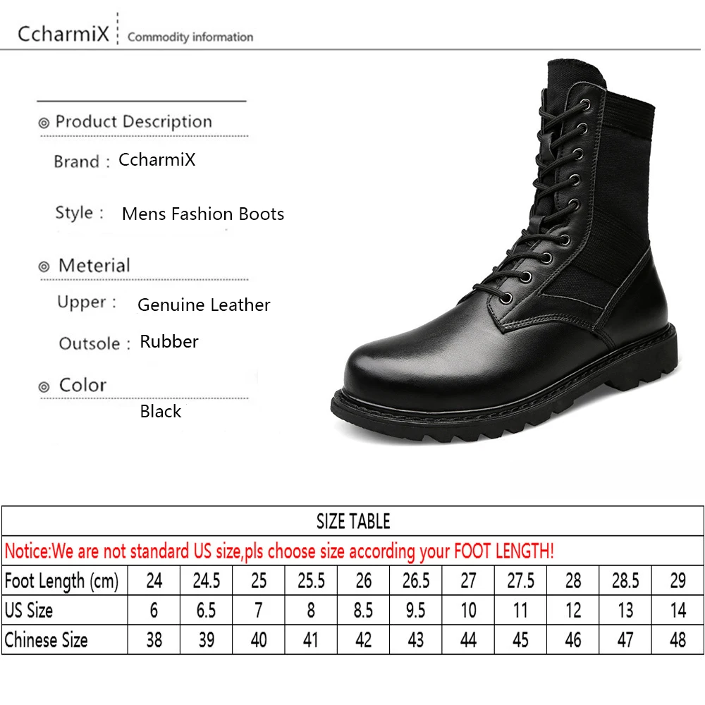 CcharmiX/большие размеры; мужские ботинки из натуральной кожи; мужские военные ботинки-дезерты; мужские зимние уличные теплые ботинки; Мужская обувь до середины икры