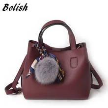 Bolish Litchi Pattern Soft PU Leather Women Handbag Two Pieces Female Shoulder Bag Girls Messenger bag