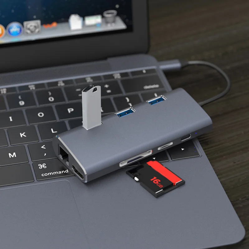 

Type C Hub USB C Adapter Devices PC Docking Station Power Delivery HDMI PD Charging SL@88