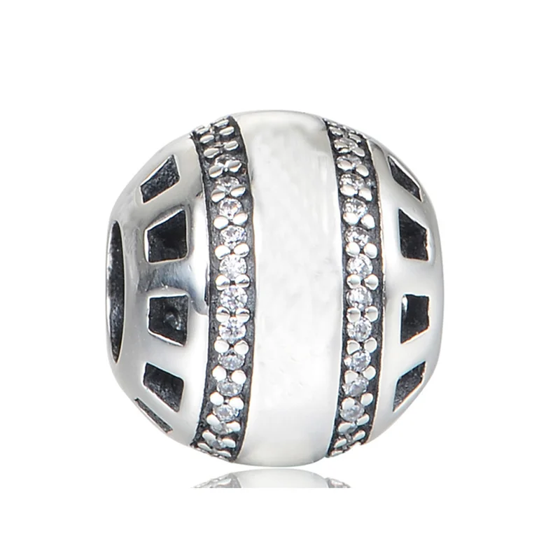 

Authentic 925 Sterling Silver Bead Charm Openwork Logo Ball With Crystal Beads Fit Pandora Bracelet Bangle DIY Jewelry